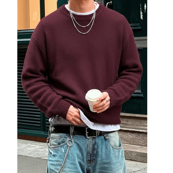 Halvorn | Herren Strickpullover Oversize Rundhals - Cream - Image 2
