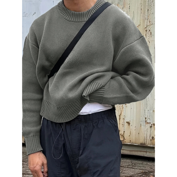 Halvorn | Herren Strickpullover Oversize Rundhals - Cream - Image 3