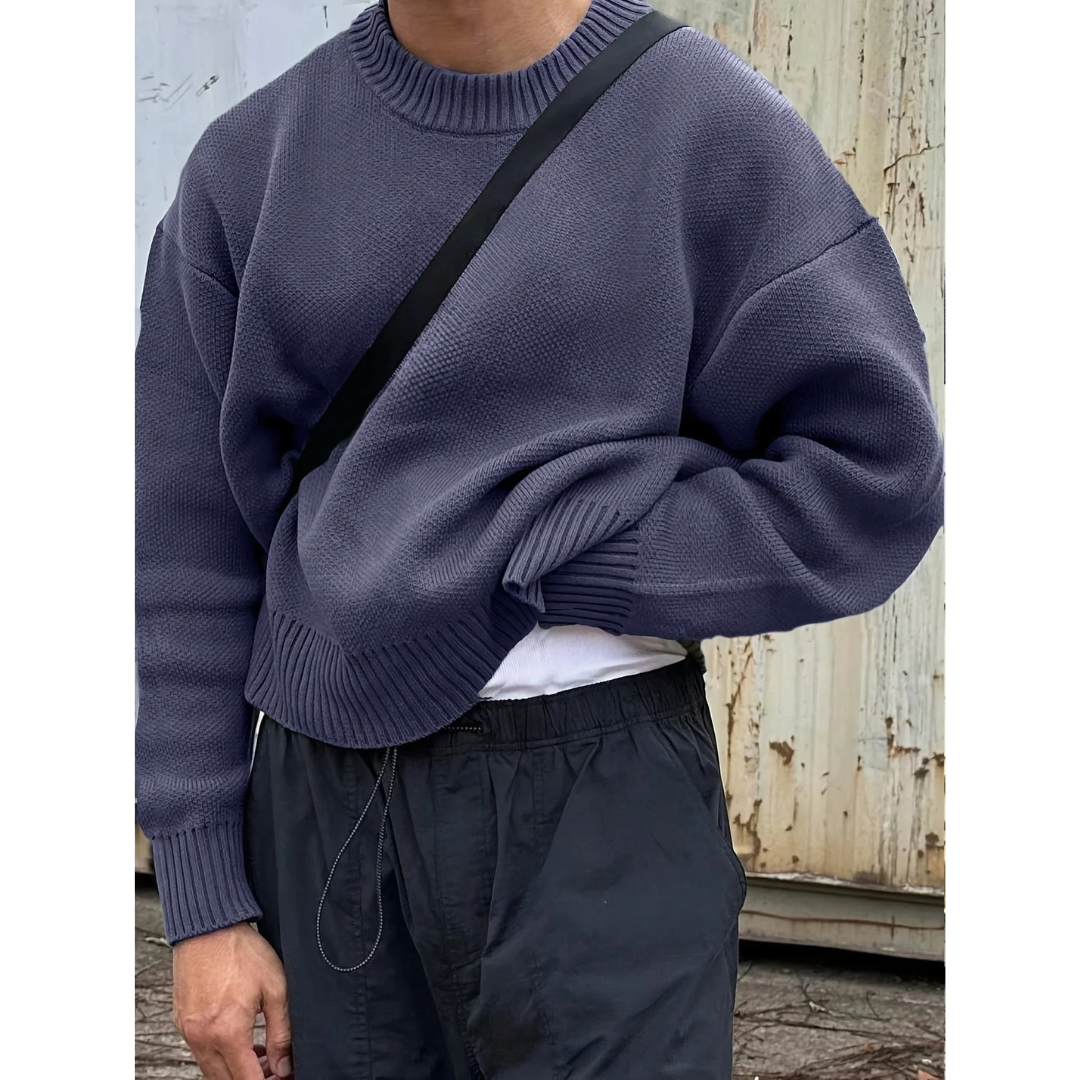 Halvorn | Herren Strickpullover Oversize Rundhals - Cream - Image 4