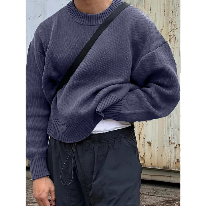 Halvorn | Herren Strickpullover Oversize Rundhals - Cream - Image 4
