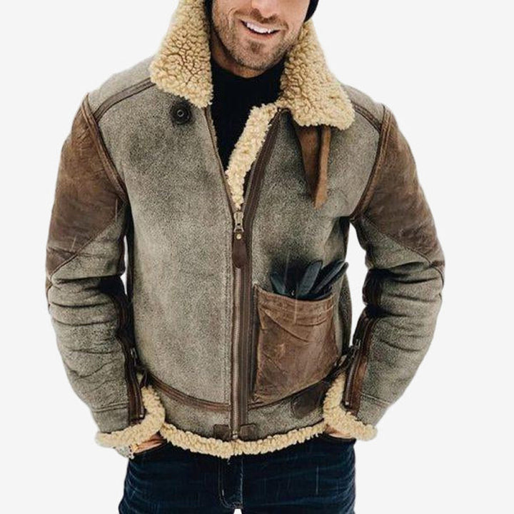 Halvorn | Herren Teddyjacke Lammfell Fliegerjacke - Image 1
