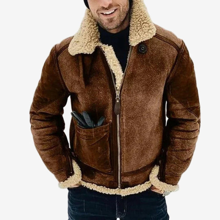 Halvorn | Herren Teddyjacke Lammfell Fliegerjacke - Image 2