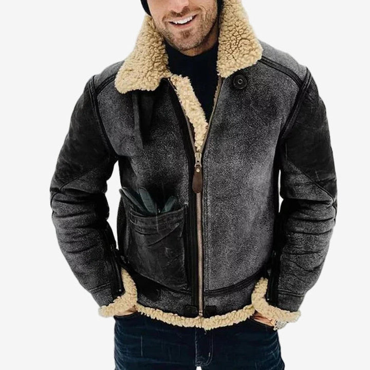 Halvorn | Herren Teddyjacke Lammfell Fliegerjacke - Image 3