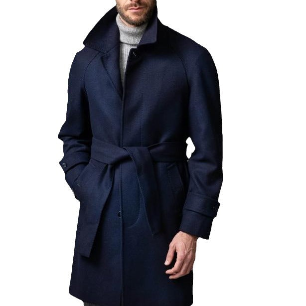 Halvorn | Herren Wintermantel Wollmix Bindegürtel - Dark Grey - Image 5
