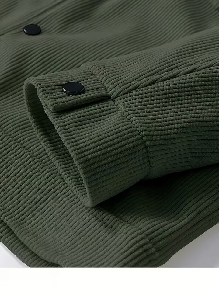 Halvrek | Herren Cordjacke Hemdkragen Relaxed Fit - Black - Image 4