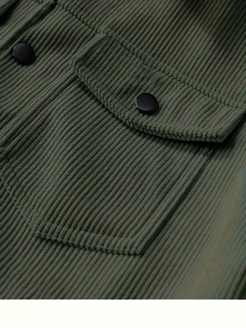 Halvrek | Herren Cordjacke Hemdkragen Relaxed Fit - Black - Image 5