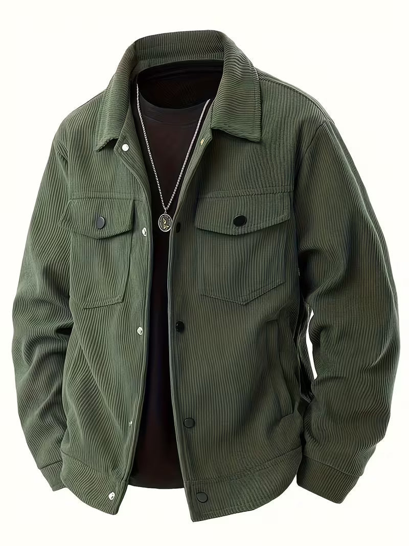 Halvrek | Herren Cordjacke Hemdkragen Relaxed Fit - Black - Image 7