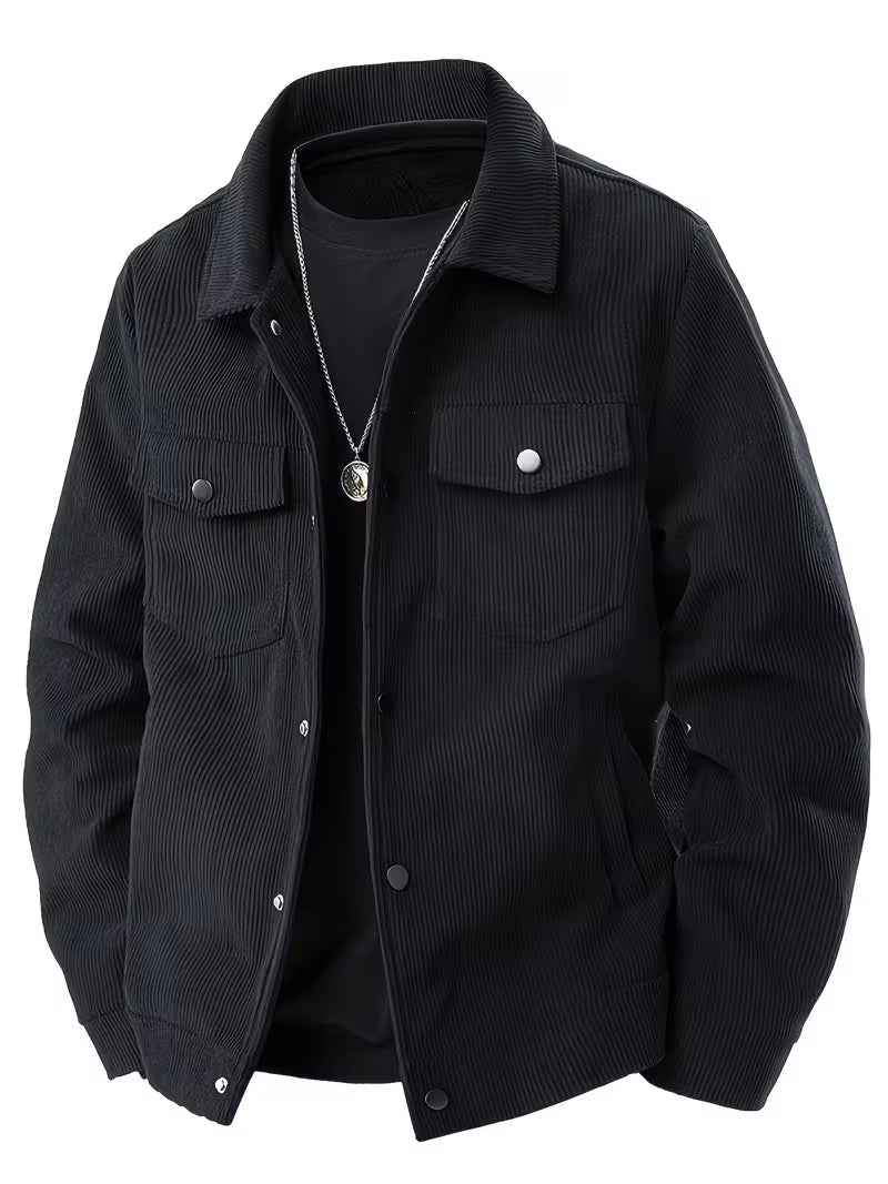 Halvrek | Herren Cordjacke Hemdkragen Relaxed Fit - Black - Image 8