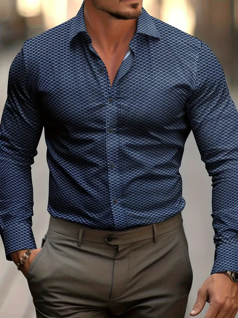 Halvrek | Herren Hemd Langarm Karomuster - Image 1