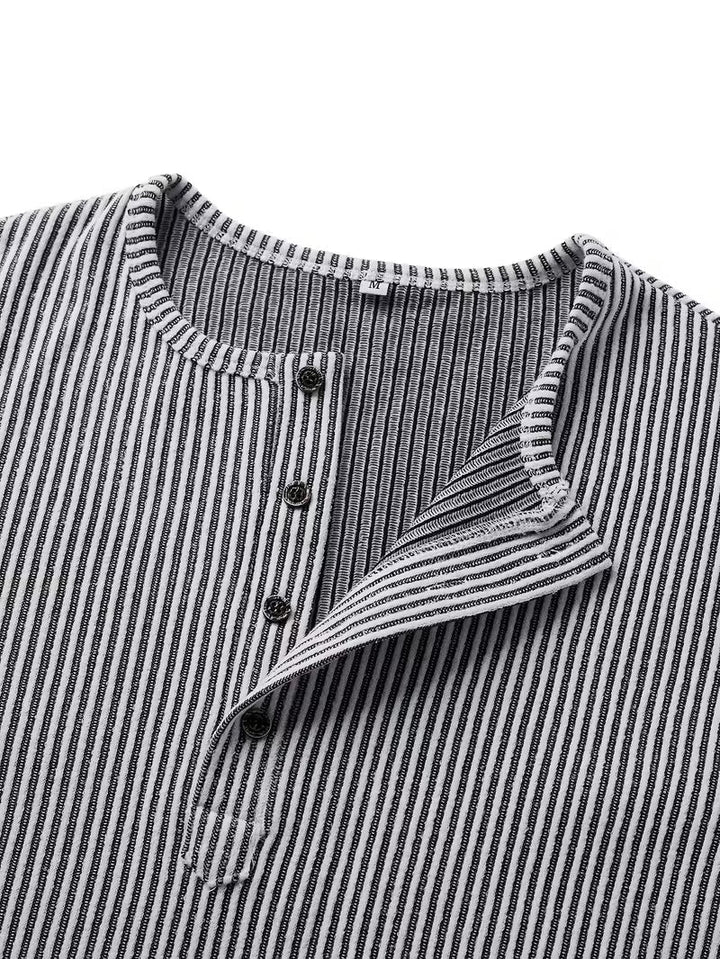 Halvrek | Herren Strickpullover Henley Streifenshirt - Striped - Image 3