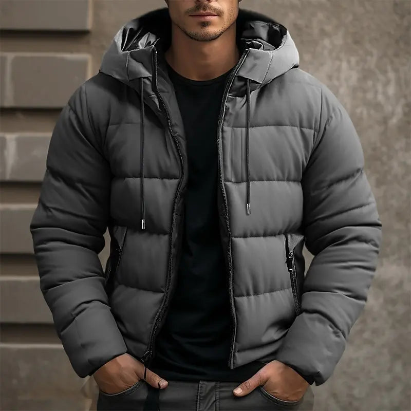 Halvrek | Herren Winterjacke Gesteppt mit Kapuze - Dark Grey - Image 1