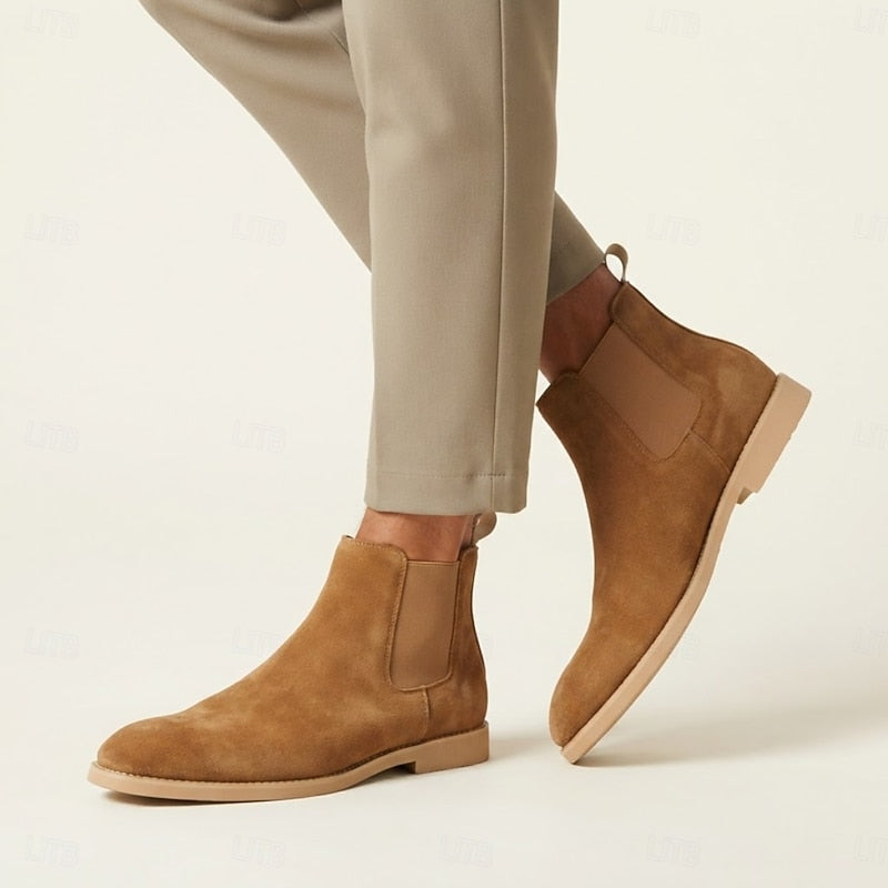 Halvrik | Herren Stiefeletten Chelsea Boots Wildleder - Camel - Image 3