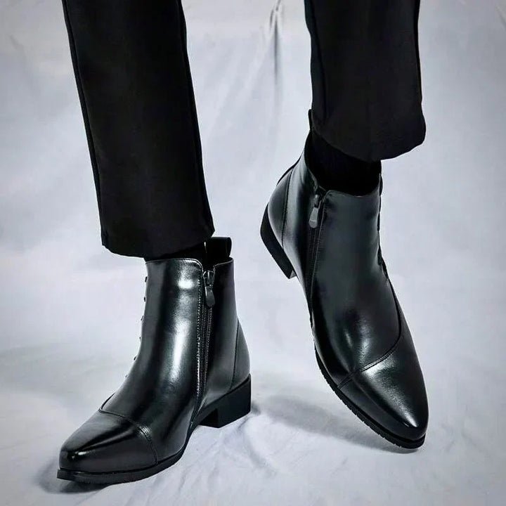Halvrik | Herren Stiefeletten Eckige Spitze Reißverschluss - Dark Brown - Image 4