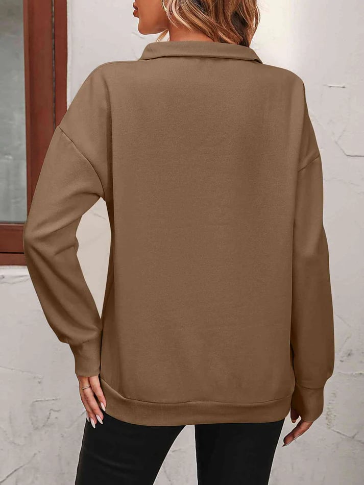 Halvwen | Damen Pullover Troyerkragen Reißverschluss - Hot Pink - Image 25