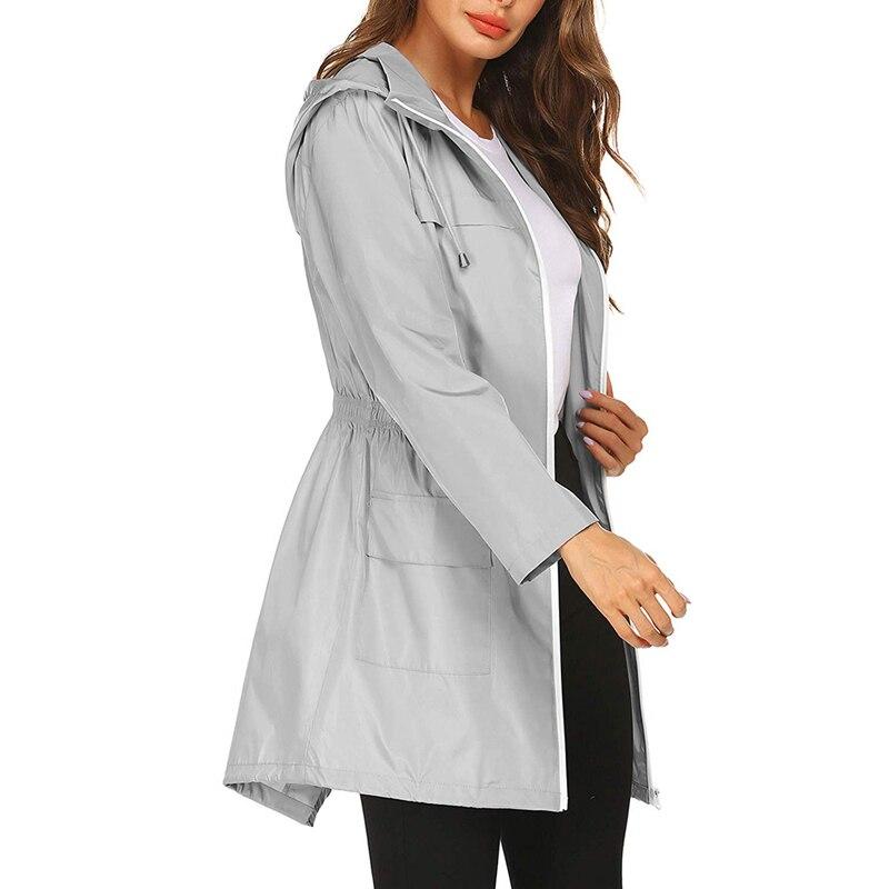 Halvwen | Damen Regenjacke mit Kapuze - Light Grey - Image 1