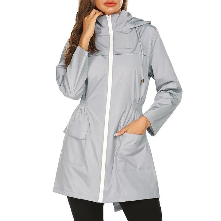 Halvwen | Damen Regenjacke mit Kapuze - Light Grey - Image 14