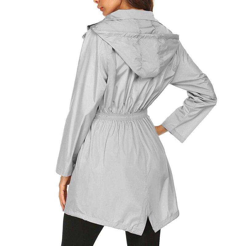 Halvwen | Damen Regenjacke mit Kapuze - Light Grey - Image 2