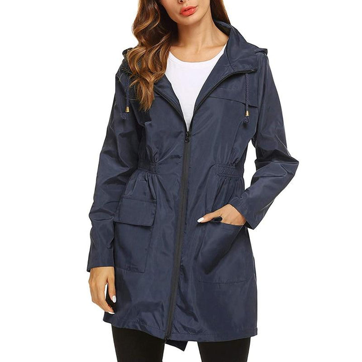 Halvwen | Damen Regenjacke mit Kapuze - Light Grey - Image 4