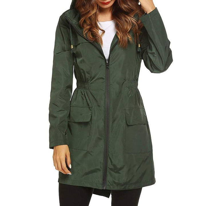 Halvwen | Damen Regenjacke mit Kapuze - Light Grey - Image 6
