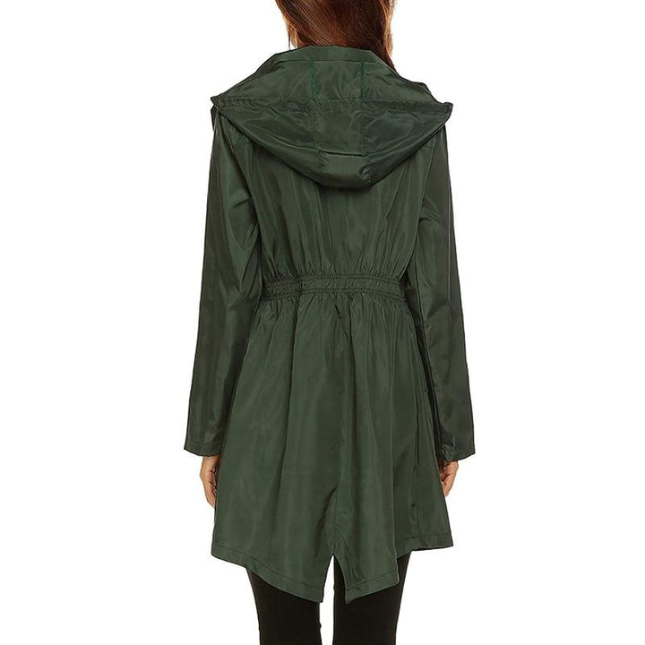 Halvwen | Damen Regenjacke mit Kapuze - Light Grey - Image 7