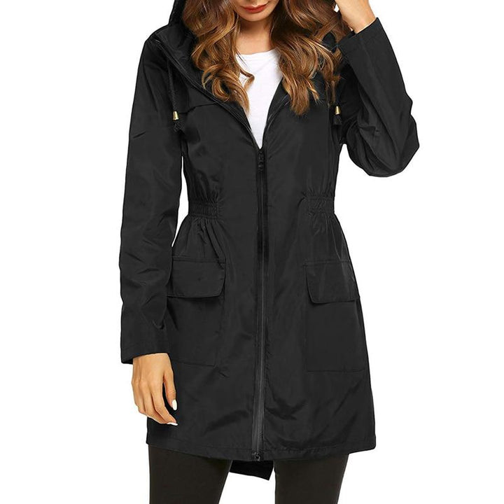Halvwen | Damen Regenjacke mit Kapuze - Light Grey - Image 9