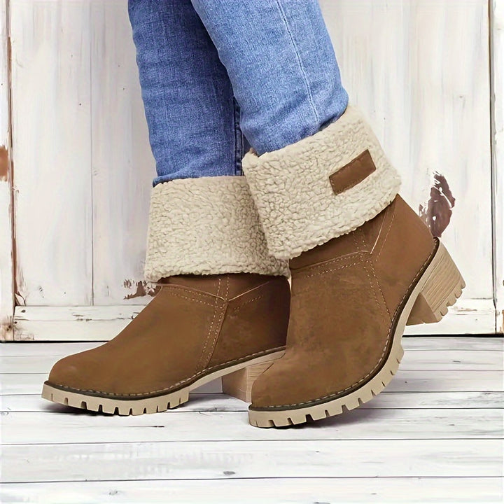 Halvwen | Damen Stiefeletten mit Blockabsatz Winterstiefel - Black - Image 11