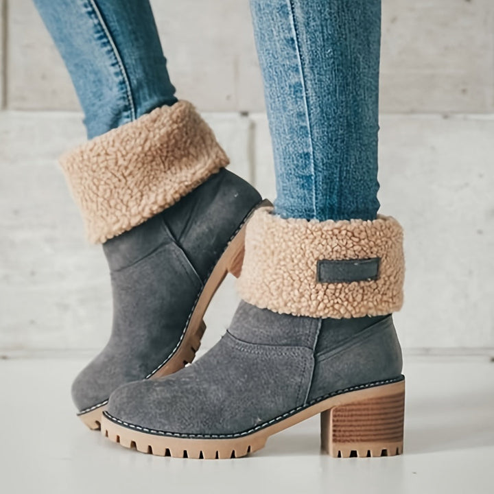 Halvwen | Damen Stiefeletten mit Blockabsatz Winterstiefel - Black - Image 12