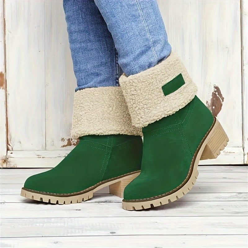 Halvwen | Damen Stiefeletten mit Blockabsatz Winterstiefel - Black - Image 13