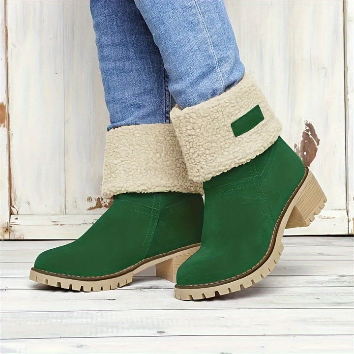 Halvwen | Damen Stiefeletten mit Blockabsatz Winterstiefel - Black - Image 13