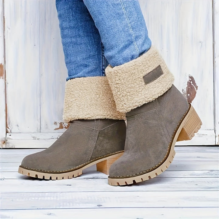 Halvwen | Damen Stiefeletten mit Blockabsatz Winterstiefel - Black - Image 14