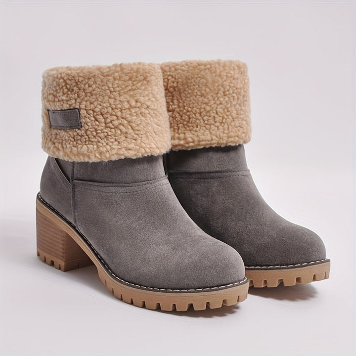 Halvwen | Damen Stiefeletten mit Blockabsatz Winterstiefel - Black - Image 3