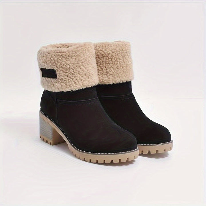 Halvwen | Damen Stiefeletten mit Blockabsatz Winterstiefel - Black - Image 6