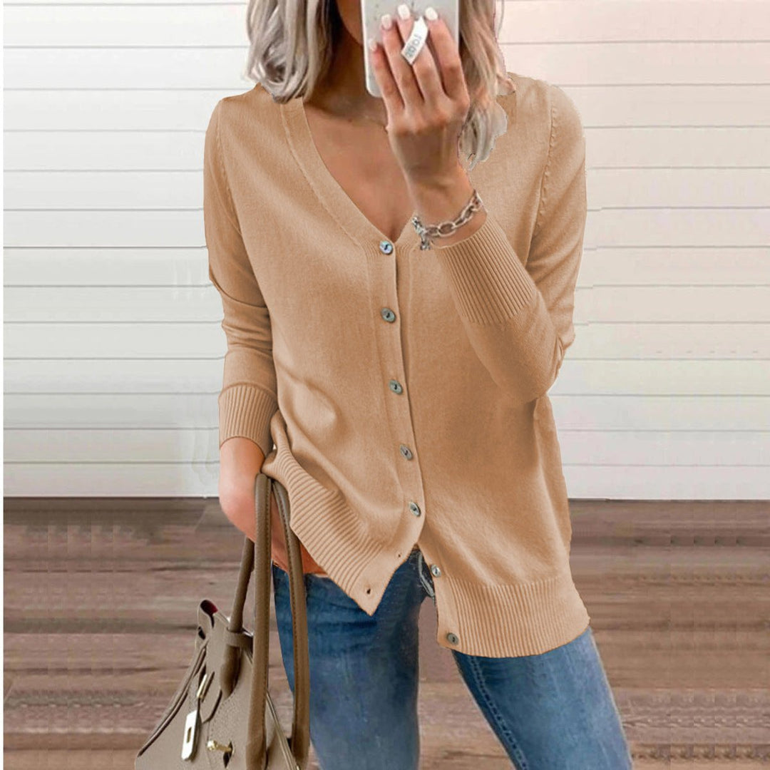 Halvwen | Damen Strickjacke V-Ausschnitt Knopfleiste - Image 1
