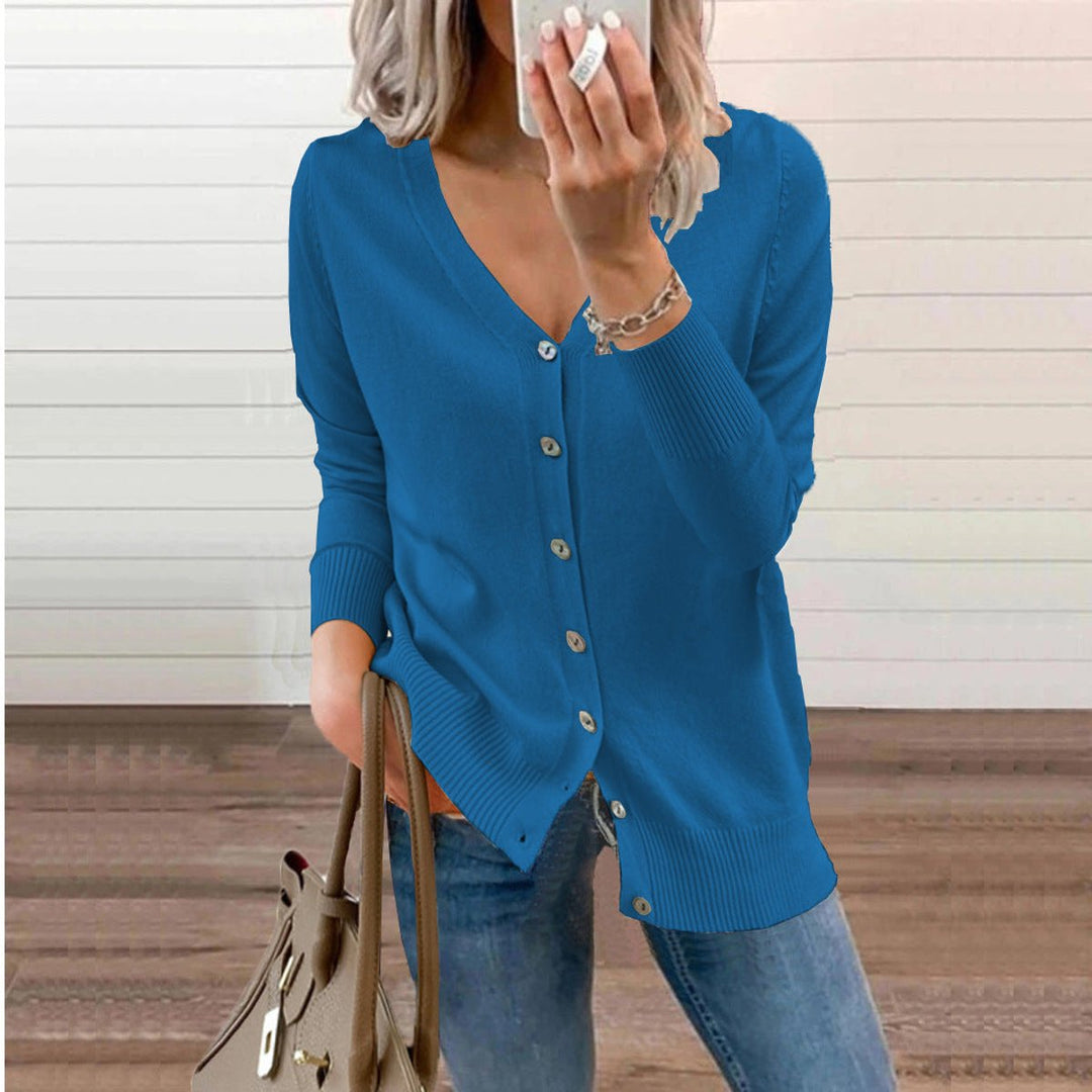 Halvwen | Damen Strickjacke V-Ausschnitt Knopfleiste - Image 11