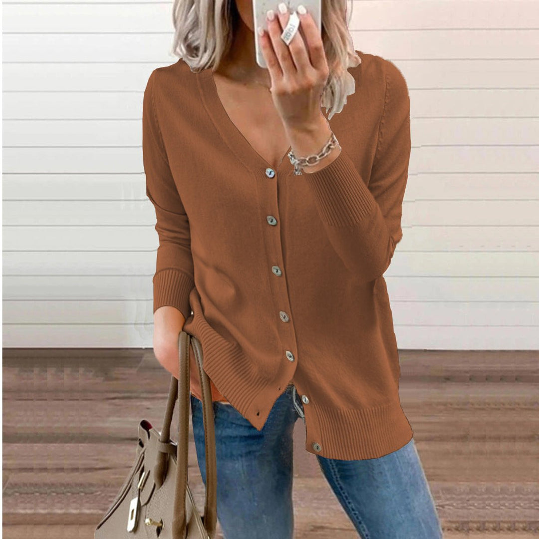 Halvwen | Damen Strickjacke V-Ausschnitt Knopfleiste - Image 12