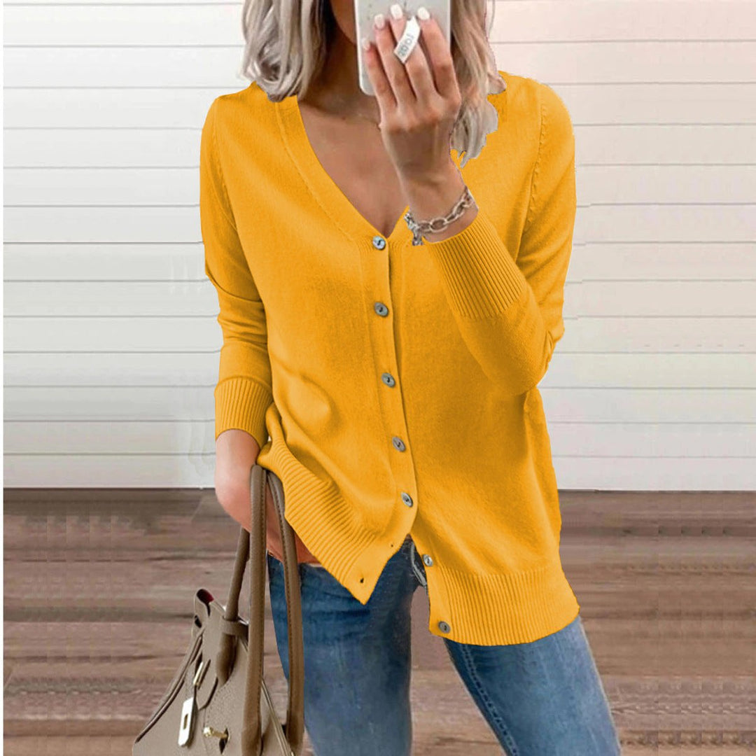 Halvwen | Damen Strickjacke V-Ausschnitt Knopfleiste - Image 3