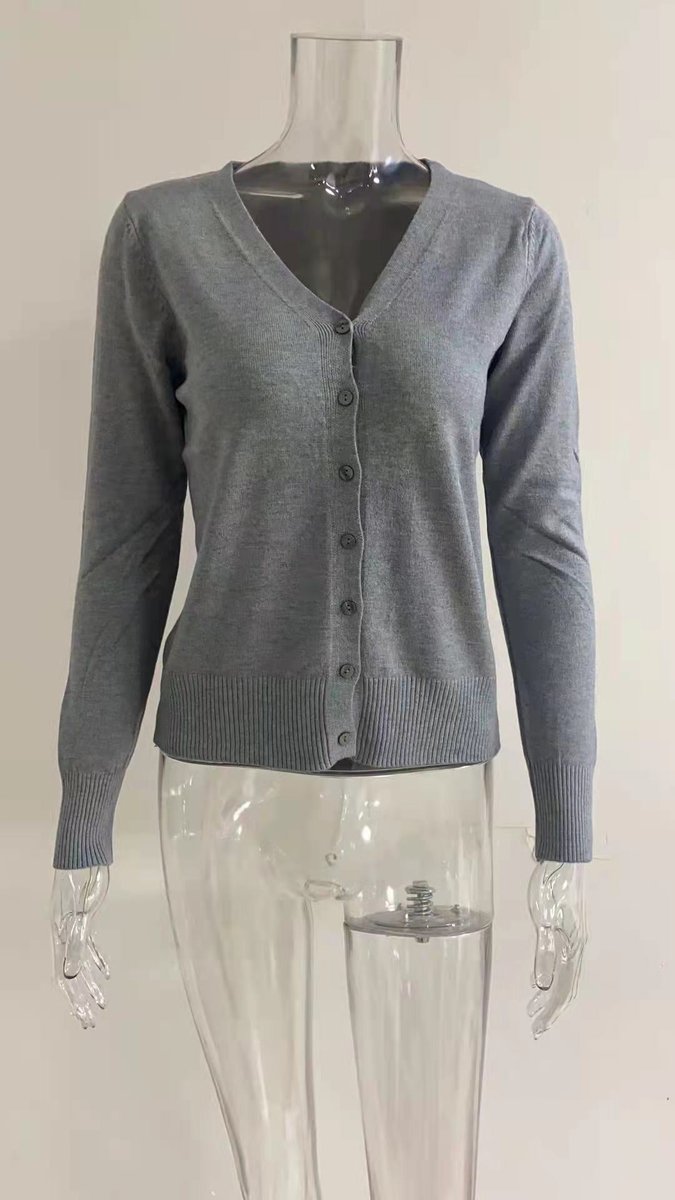 Halvwen | Damen Strickjacke V-Ausschnitt Knopfleiste - Image 7