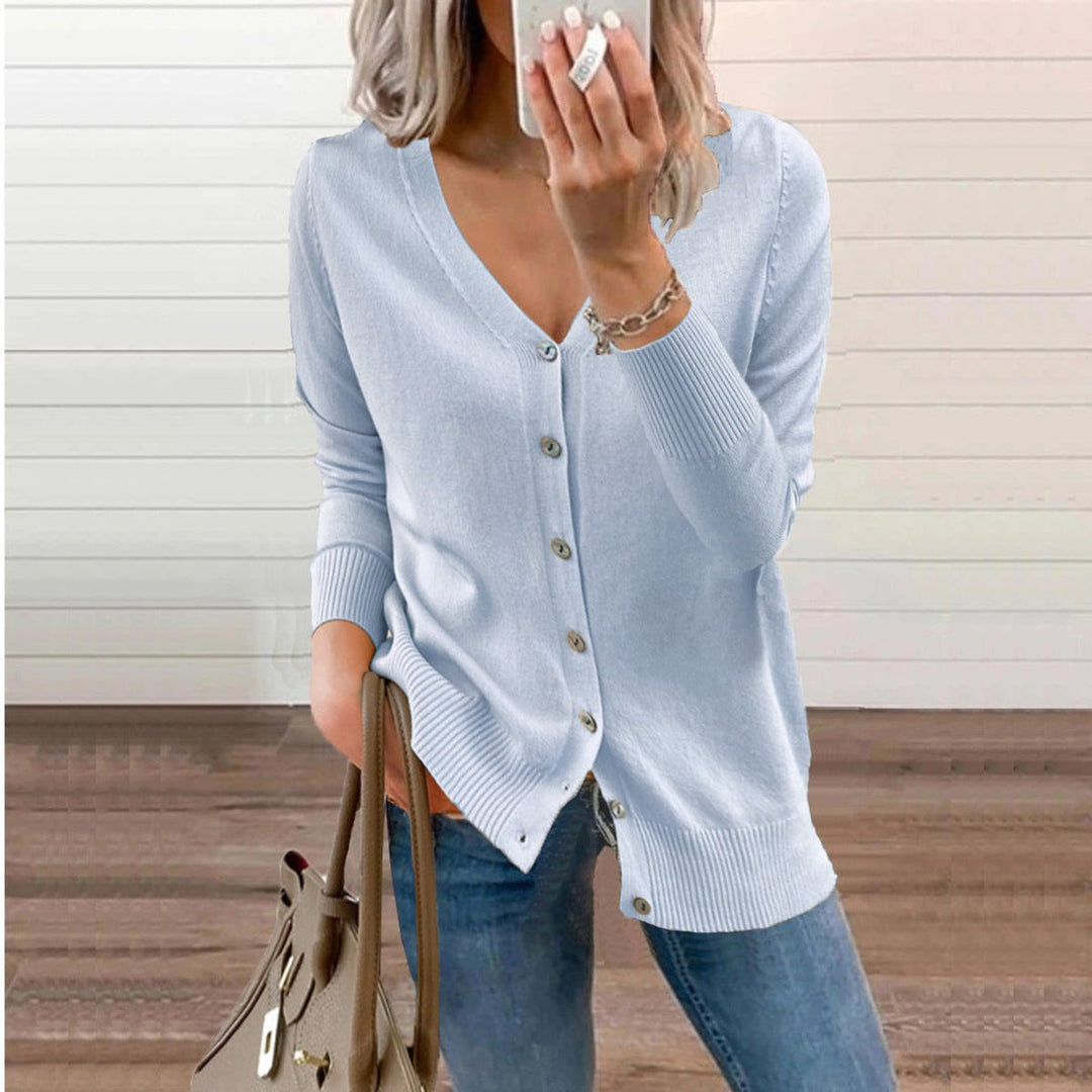 Halvwen | Damen Strickjacke V-Ausschnitt Knopfleiste - Image 8