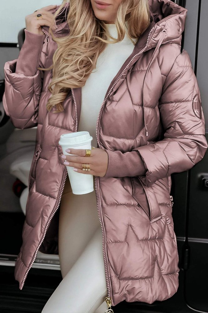 Heloise | Damen Lange Winterjacke mit Kapuze - Bronze - Image 11