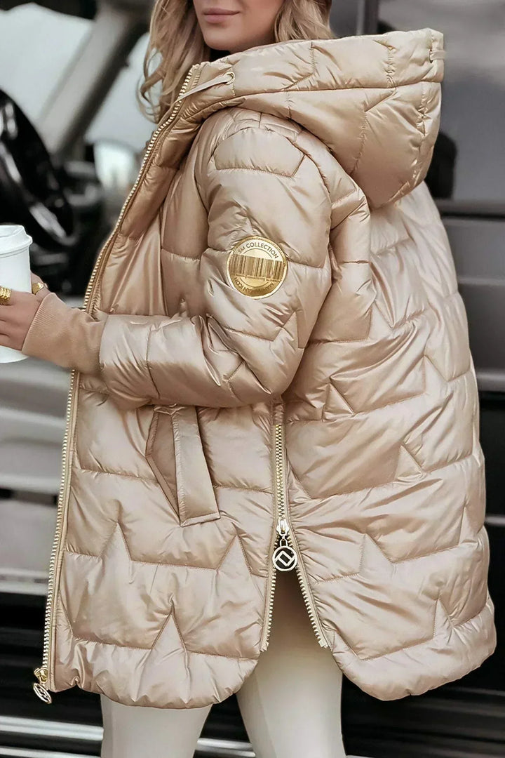 Heloise | Damen Lange Winterjacke mit Kapuze - Bronze - Image 4