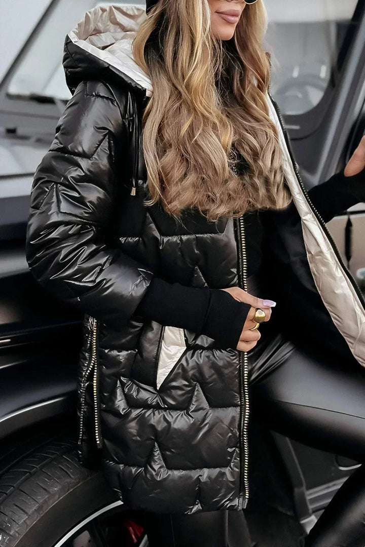 Heloise | Damen Lange Winterjacke mit Kapuze - Bronze - Image 8
