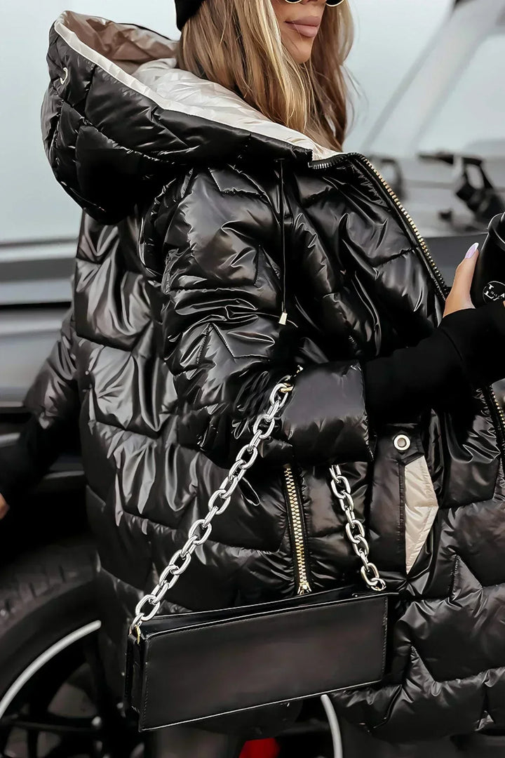 Heloise | Damen Lange Winterjacke mit Kapuze - Bronze - Image 9