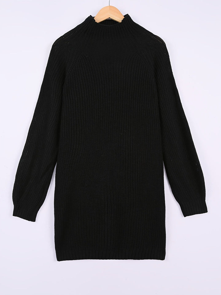 Helvra | Damen Oversize Strickkleid mit Rollkragen - Dark Grey - Image 3