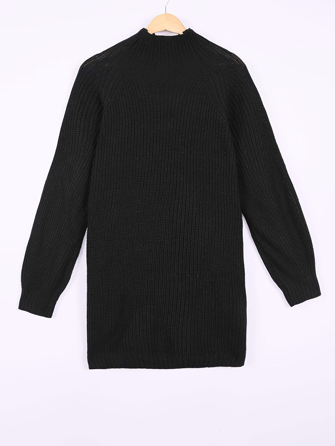 Helvra | Damen Oversize Strickkleid mit Rollkragen - Dark Grey - Image 4