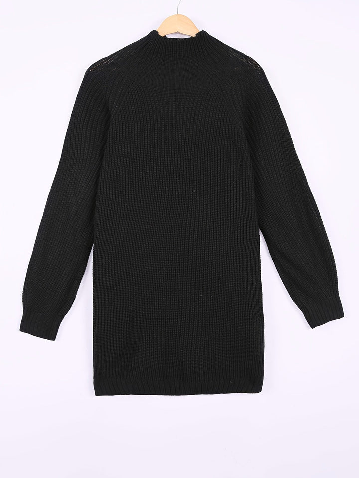 Helvra | Damen Oversize Strickkleid mit Rollkragen - Dark Grey - Image 4