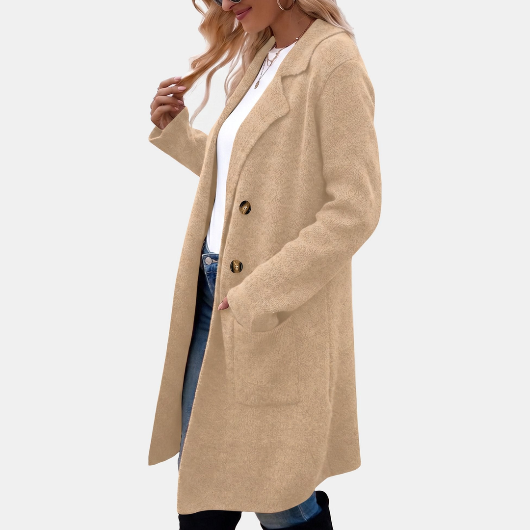 Henrike | Damen Langer Wintermantel mit Reverskragen - Image 1