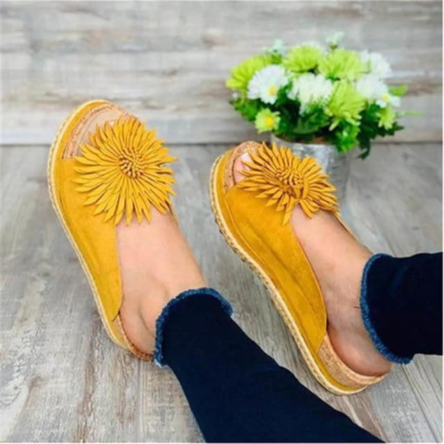 Hildvera | Damen Hausschuhe mit Blumendekor - Yellow - Image 1