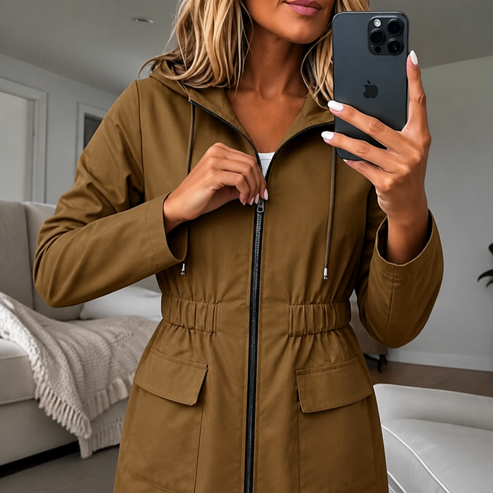 Ingvara | Damen Regenjacke mit Kapuze Tailliert - Navy - Image 14