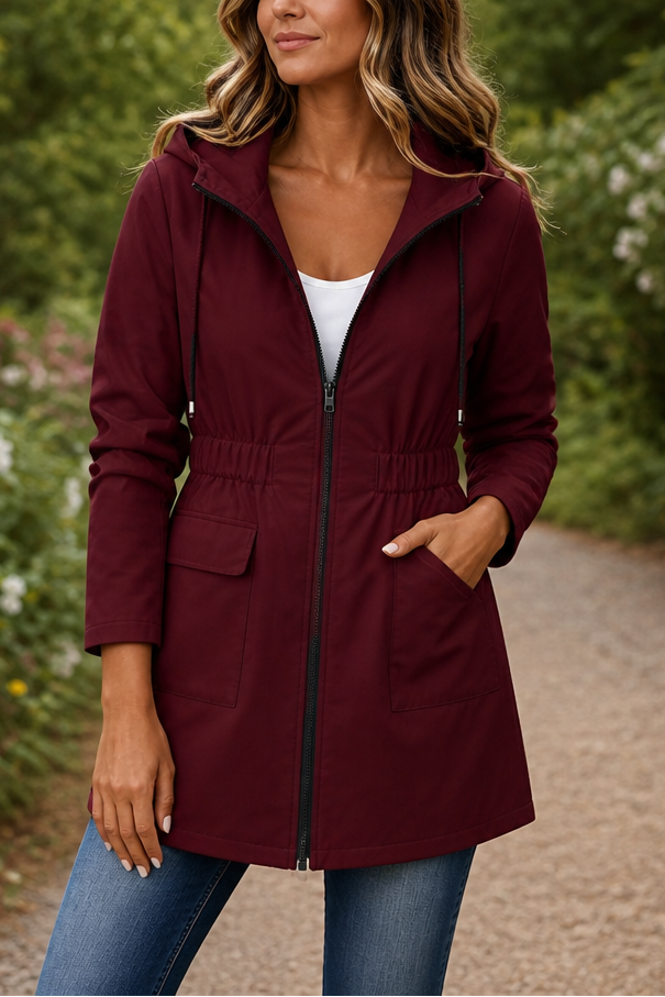 Ingvara | Damen Regenjacke mit Kapuze Tailliert - Navy - Image 16