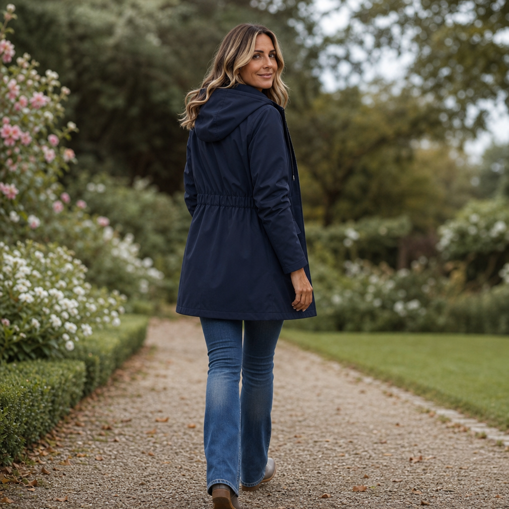 Ingvara | Damen Regenjacke mit Kapuze Tailliert - Navy - Image 6